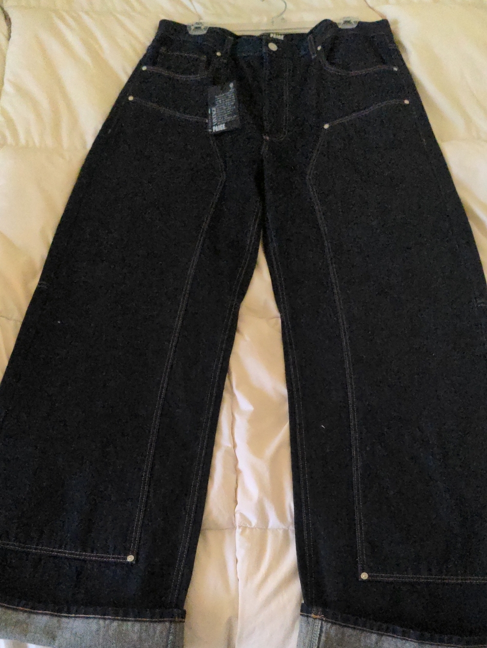 PAIGE Deep Black Wide-Leg Flare Jeans
